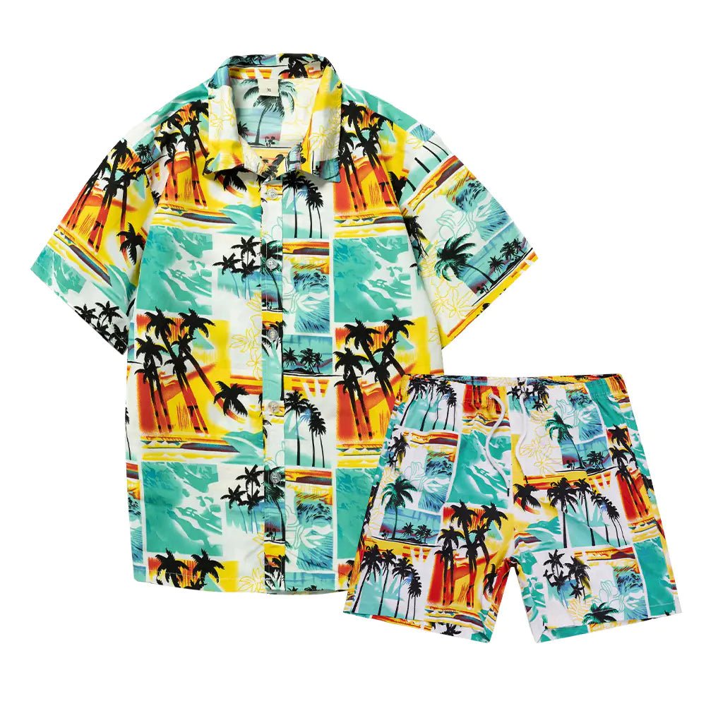 Men's Hawaiian Floral Shirt and Shorts Set (Two - Piece) - Dakdouksson