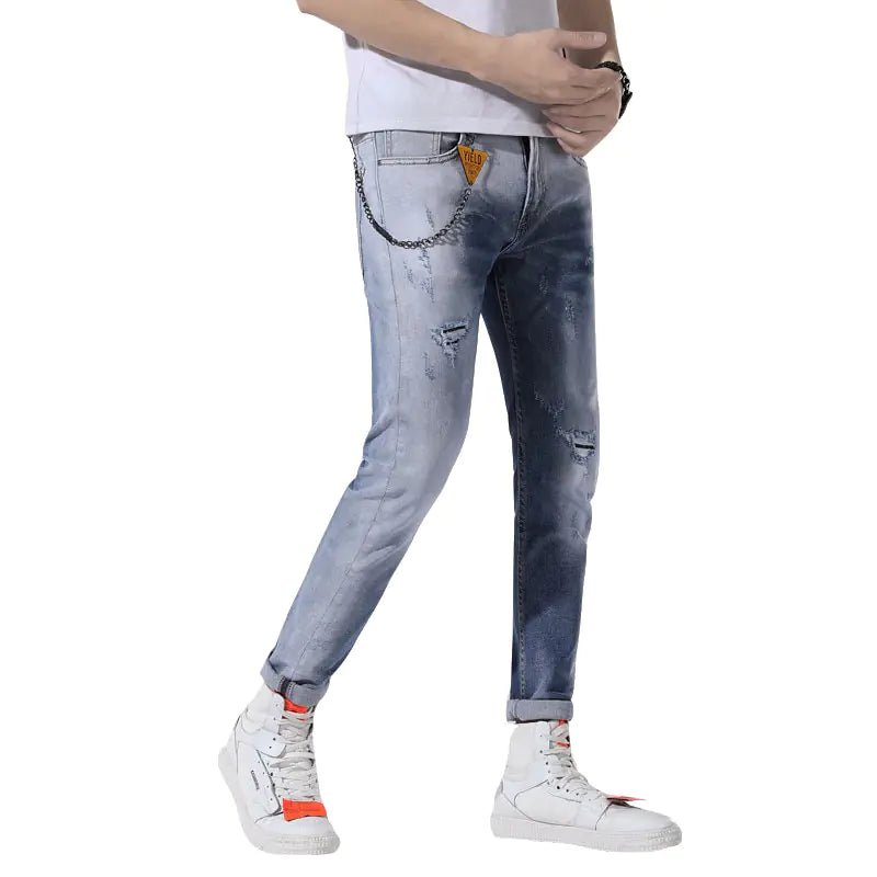 Men's Skinny Fit Ripped Stretch Denim Pants 040 - Dakdouksson