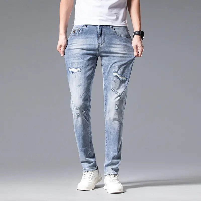 Men's Skinny Fit Ripped Stretch Denim Pants 040 - Dakdouksson