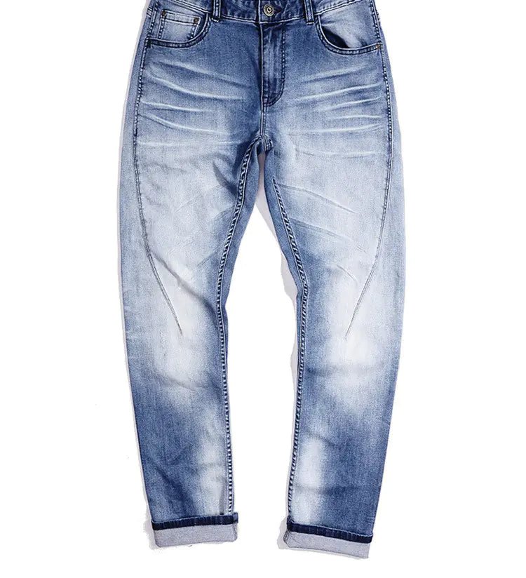 Men's Slim Fit Light Blue Straight Leg Jeans - Dakdouksson