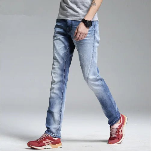 Men's Slim Fit Light Blue Straight Leg Jeans - Dakdouksson