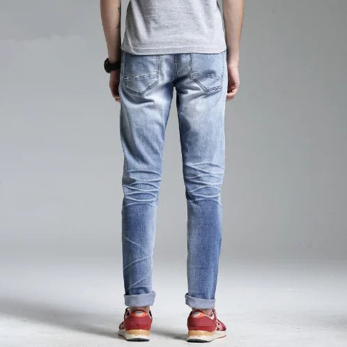 Men's Slim Fit Light Blue Straight Leg Jeans - Dakdouksson