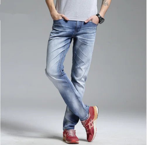 Men's Slim Fit Light Blue Straight Leg Jeans - Dakdouksson