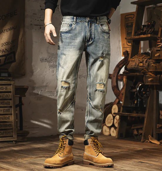 Men's Slim Fit Vintage Distressed Jeans - Dakdouksson