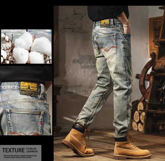 Men's Slim Fit Vintage Distressed Jeans - Dakdouksson