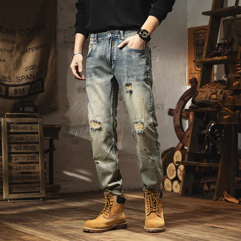 Men's Slim Fit Vintage Distressed Jeans - Dakdouksson
