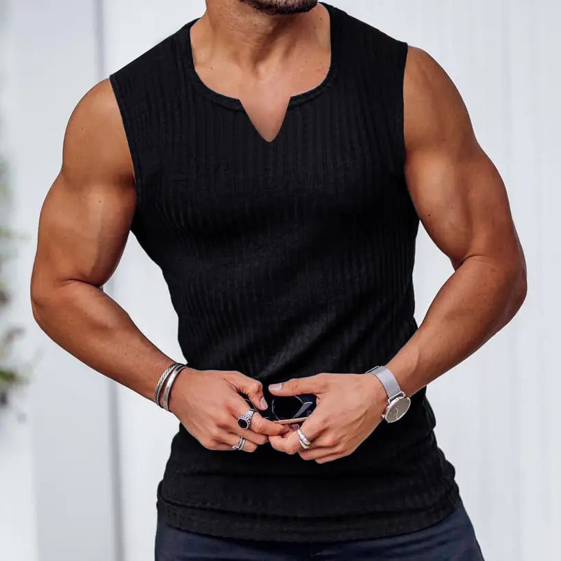 Men's Summer Knitted Striped Fitness Tank Top - Dakdouksson