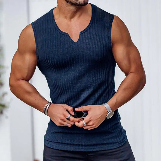 Men's Summer Knitted Striped Fitness Tank Top - Dakdouksson