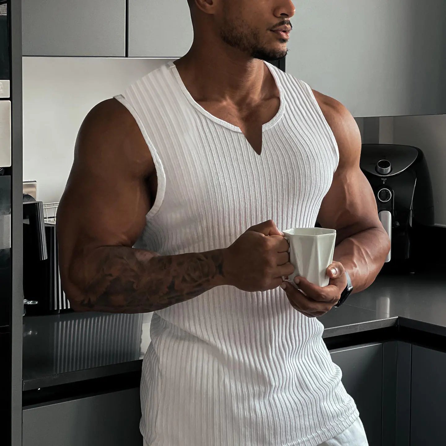 Men's Summer Knitted Striped Fitness Tank Top - Dakdouksson