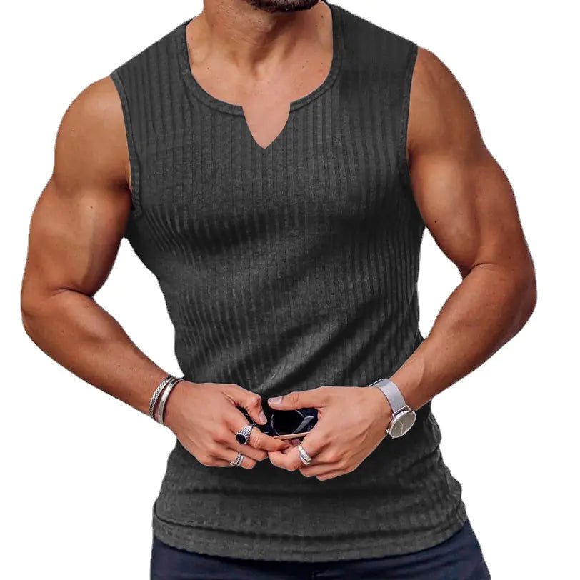 Men's Summer Knitted Striped Fitness Tank Top - Dakdouksson