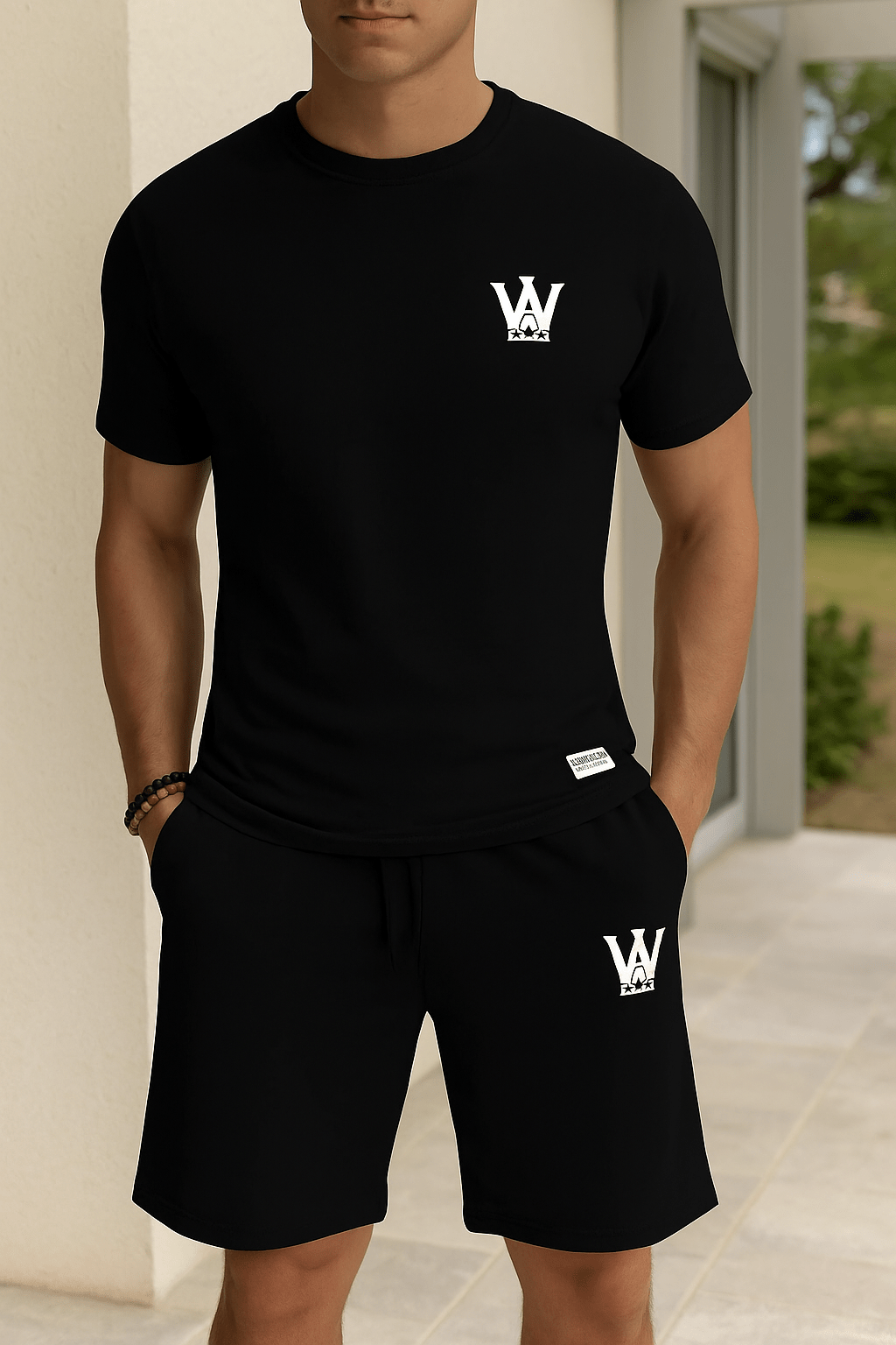 MLANM Mens Short Sets 2 Piece Outfits Casual Summer Tracksuits Fashion Short Sleeve T Shirt and Short Sets XL - Black - Dakdouksson