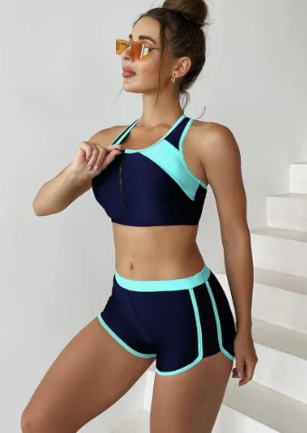 Plus Size Solid Color Bikini Split Swimsuit - Dakdouksson