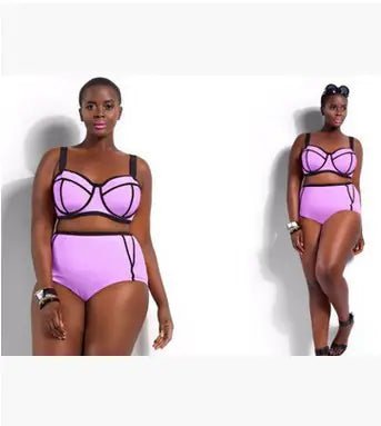 Plus Size Solid Color Bikini Split Swimsuit - Dakdouksson