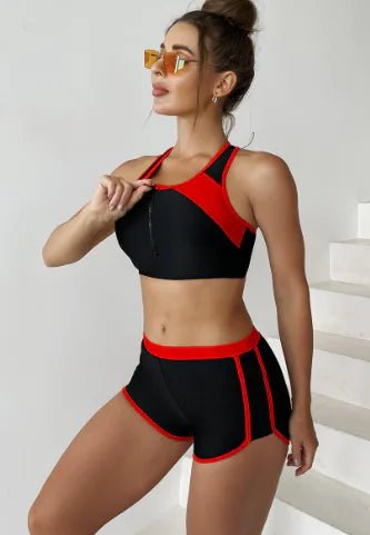 Plus Size Solid Color Bikini Split Swimsuit - Dakdouksson