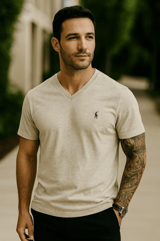 POLO RALPH LAUREN Mens T-Shirt V - Neck (L TanHtr) - Dakdouksson