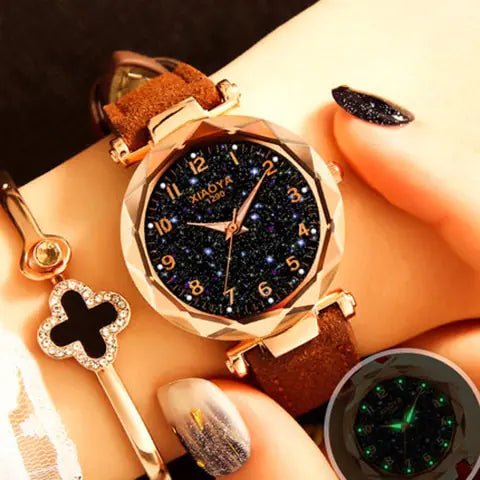 Quartz Women's Watch with Luminous Starry Design - Dakdouksson