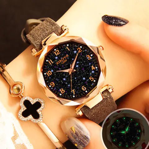 Quartz Women's Watch with Luminous Starry Design - Dakdouksson
