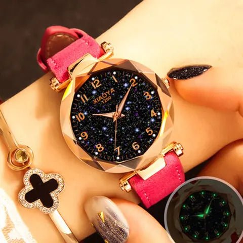 Quartz Women's Watch with Luminous Starry Design - Dakdouksson