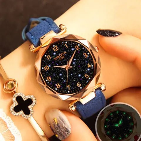 Quartz Women's Watch with Luminous Starry Design - Dakdouksson