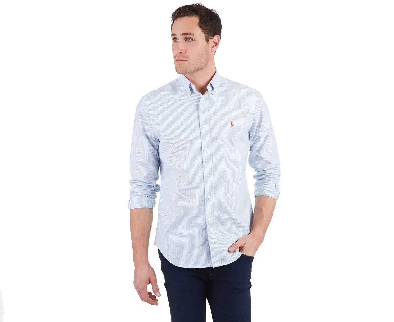 Ralph Lauren Polo Mens Slim Fit Stripe Shirt White/Blue (S) - Dakdouksson