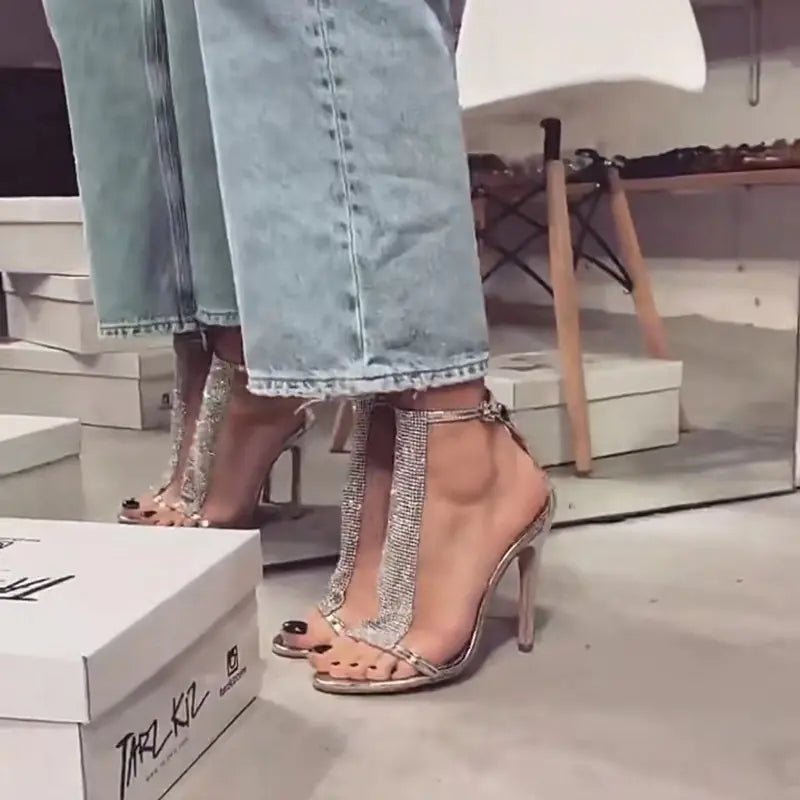 Rhinestone Buckle Stiletto High Heels for Women - Dakdouksson