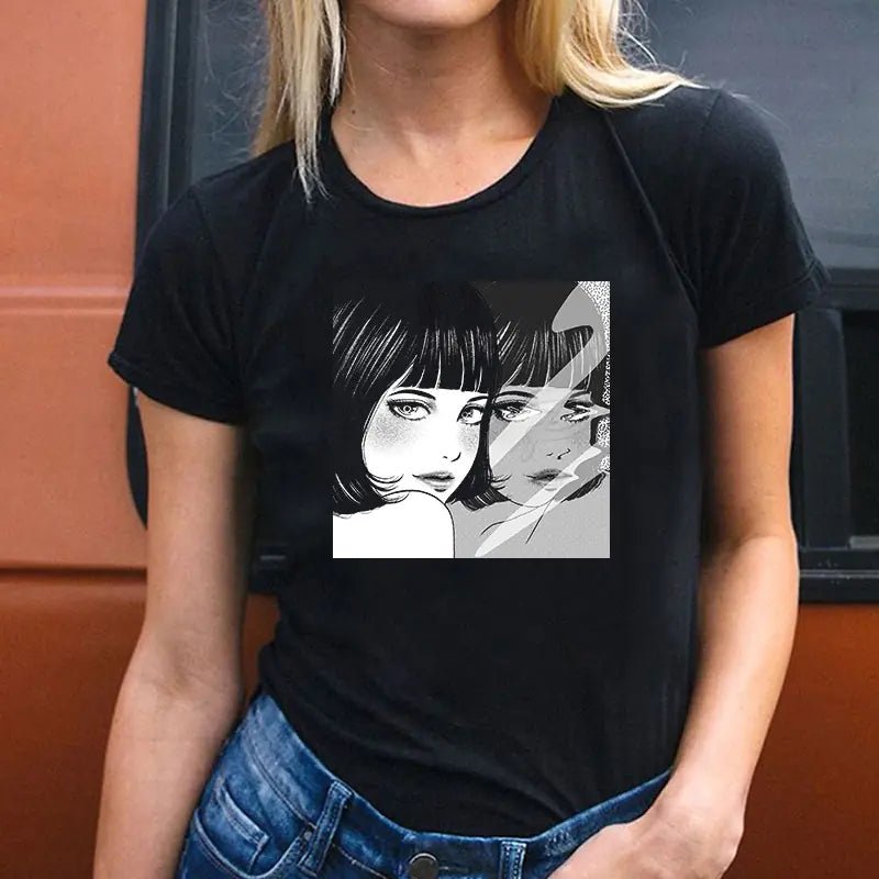 Round Neck T-Shirt for Couples - Fashionable Short Sleeve - Dakdouksson