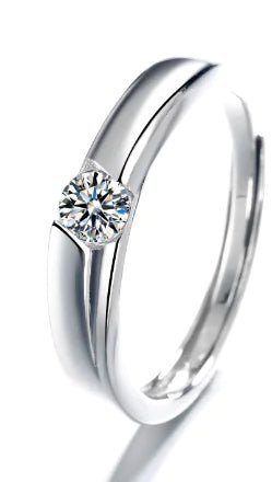 S925 Sterling Silver Couple Ring with Zircon Diamonds - Dakdouksson