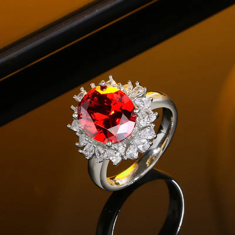 S925 Sterling Silver Rhinestone Sapphire Ring 8K - Dakdouksson