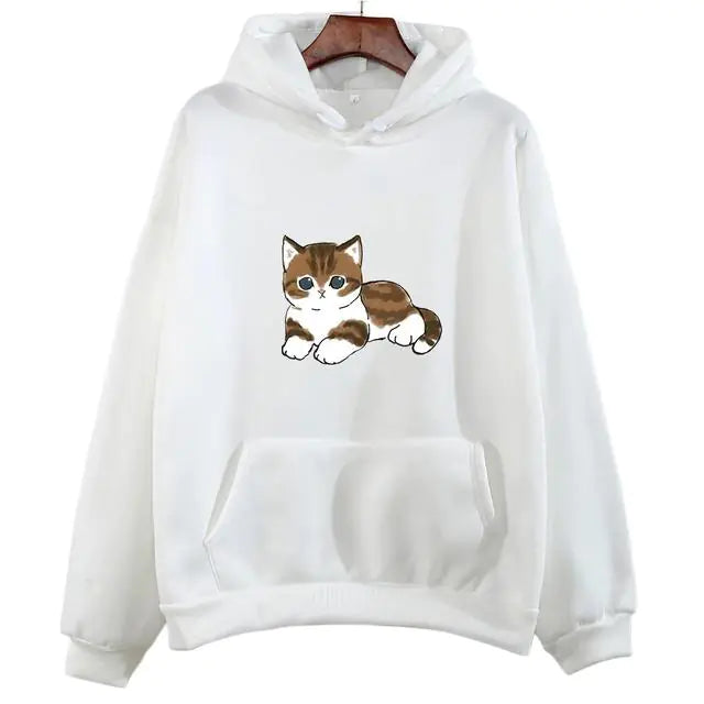Cute Cat Graphic Hooded Sweatshirt for Men and Women