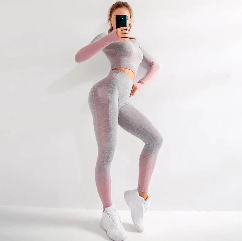 Seamless High - Stretch Yoga Outfit with Crop Top and Leggings - Dakdouksson