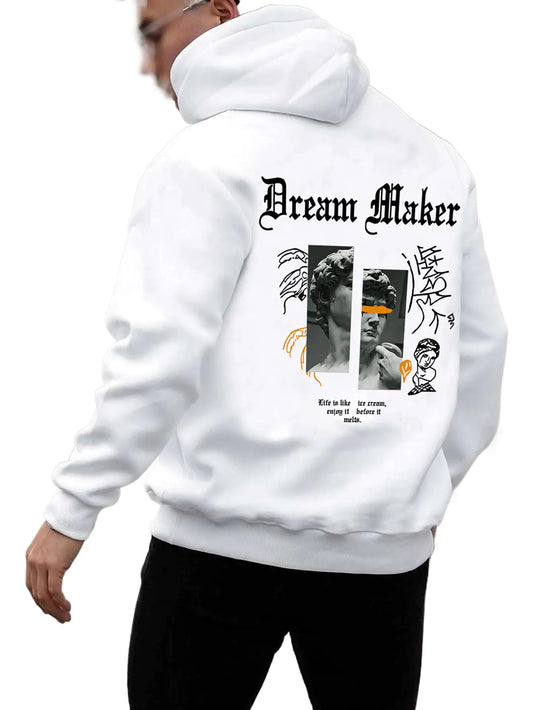 SHENHE Mens Oversized Graphic Hooded Sweatshirt Letter Figure Print Hoodie Pullover Top White X - Small - Dakdouksson
