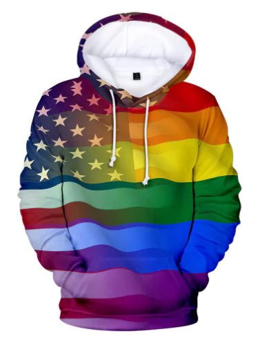 Star - Spangled Banner Print Hoodie & 3D Rainbow Hoodie - Dakdouksson