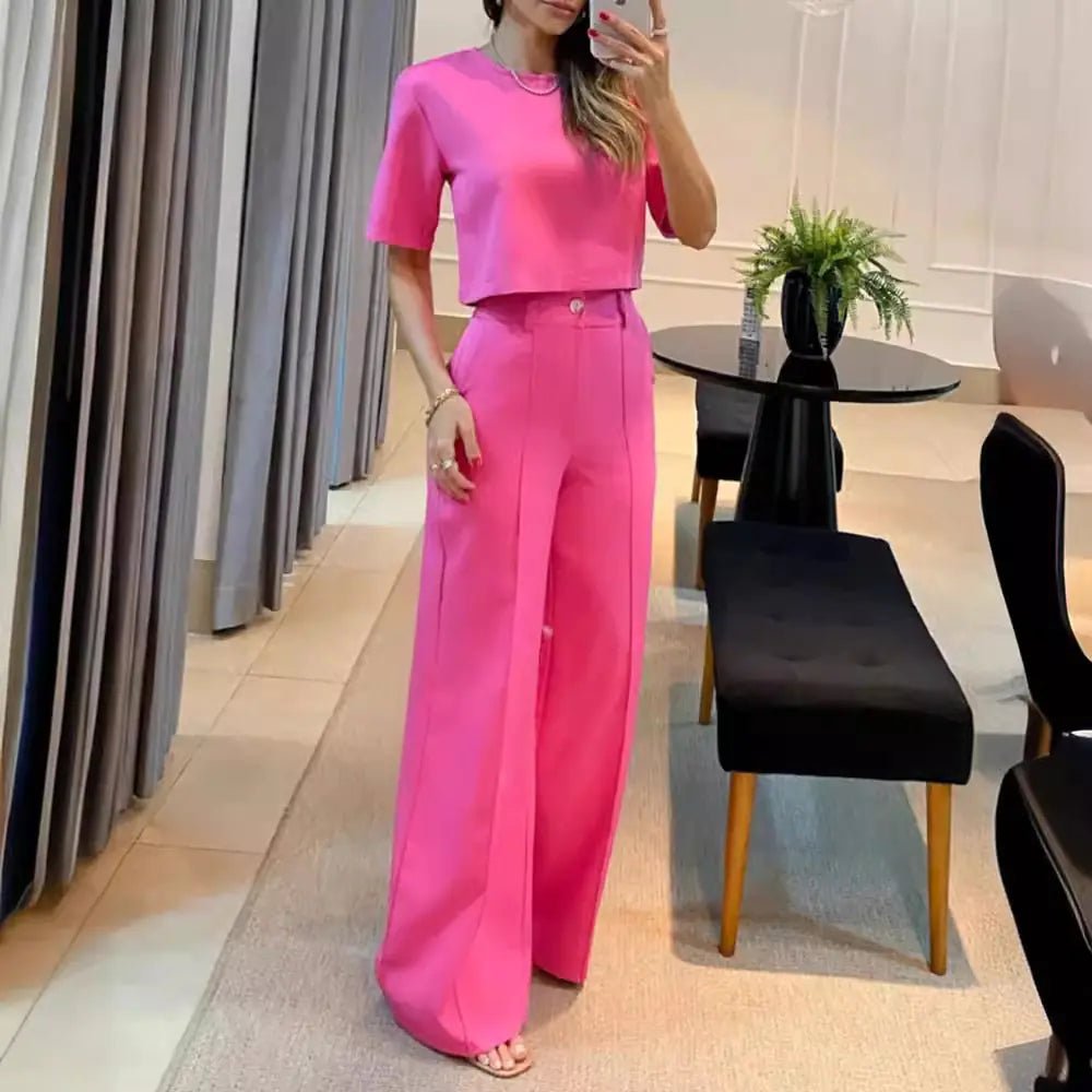 Stylish Summer Commuter Solid Color Suit Set - Dakdouksson