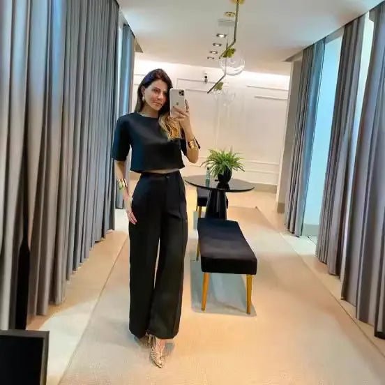 Stylish Summer Commuter Solid Color Suit Set - Dakdouksson