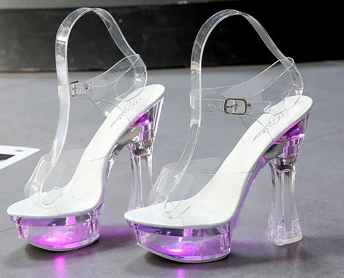 Transparent Crystal Platform High Heels Wedge Sandals - Dakdouksson