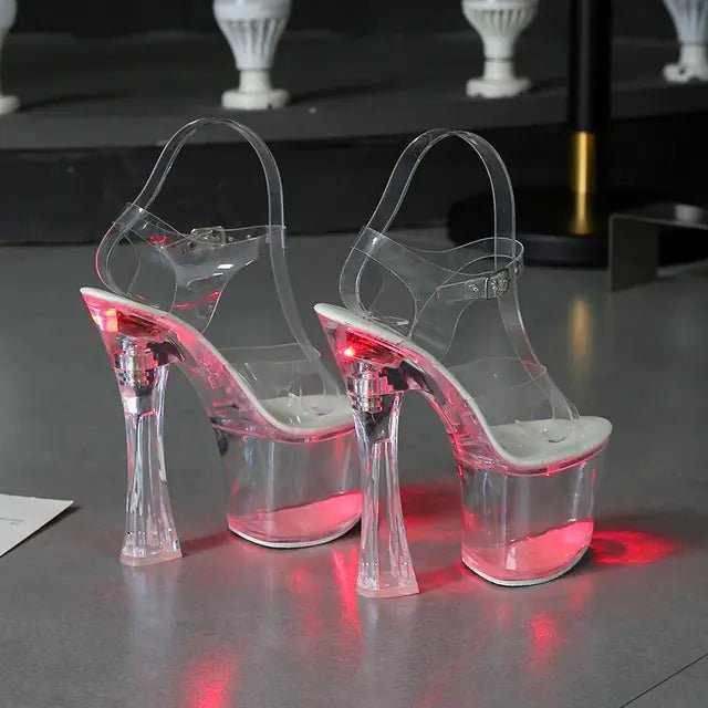 Transparent Crystal Platform High Heels Wedge Sandals - Dakdouksson