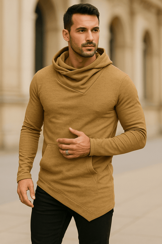 Unbalance Hem Long Sleeve Hoodies for Men 5XL - Dakdouksson