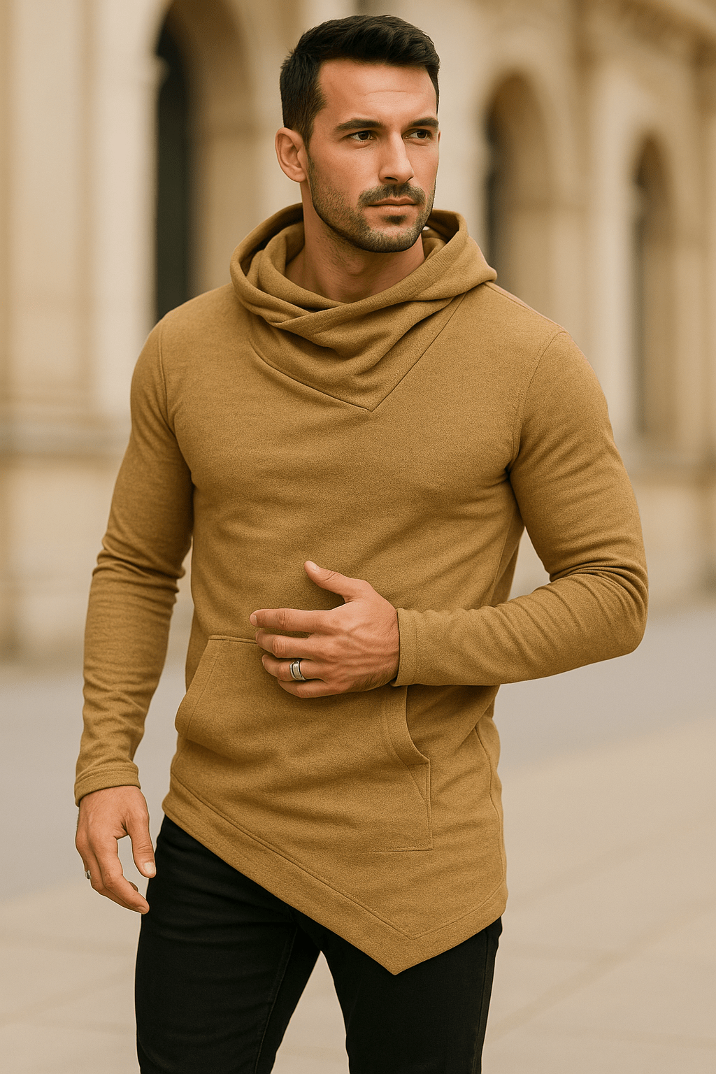 Unbalance Hem Long Sleeve Hoodies for Men 5XL - Dakdouksson