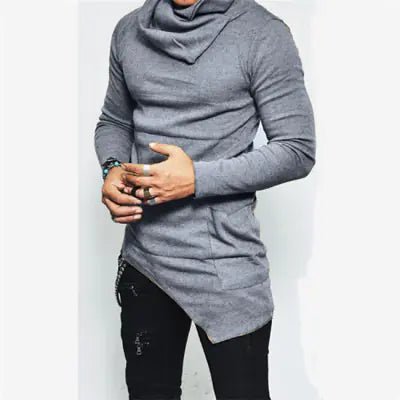 Unbalance Hem Long Sleeve Hoodies for Men 5XL - Dakdouksson