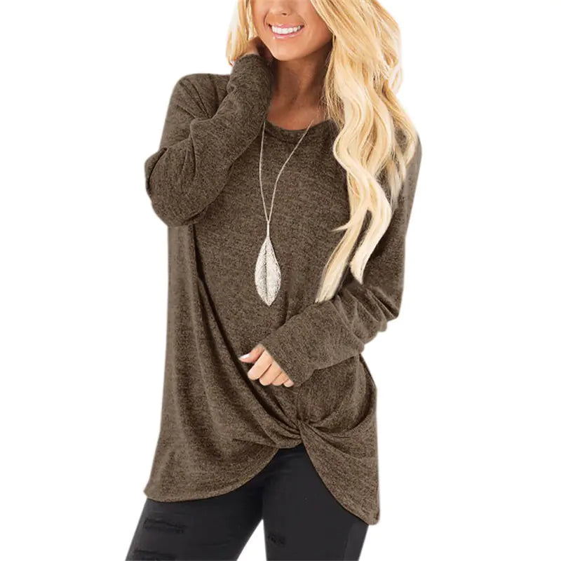 Autumn Winter Women's Long-Sleeved Twisted Sweater Top
