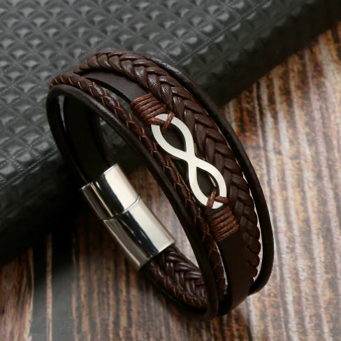Men's Multi-layer Cowhide Stainless Steel Magnetic Bracelet