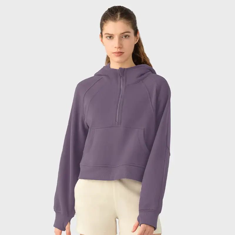 Women's Casual Half - Zip Hoodie for Autumn & Winter - Dakdouksson