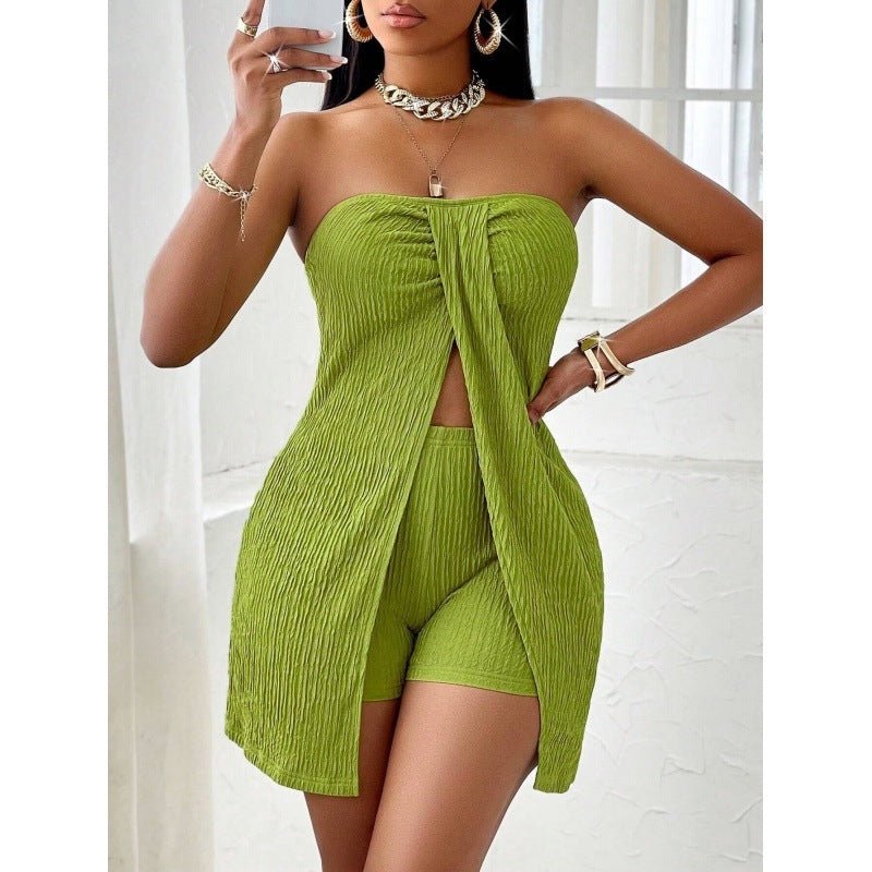 Women's Strapless Bandeau Top Shorts Suit - Dakdouksson