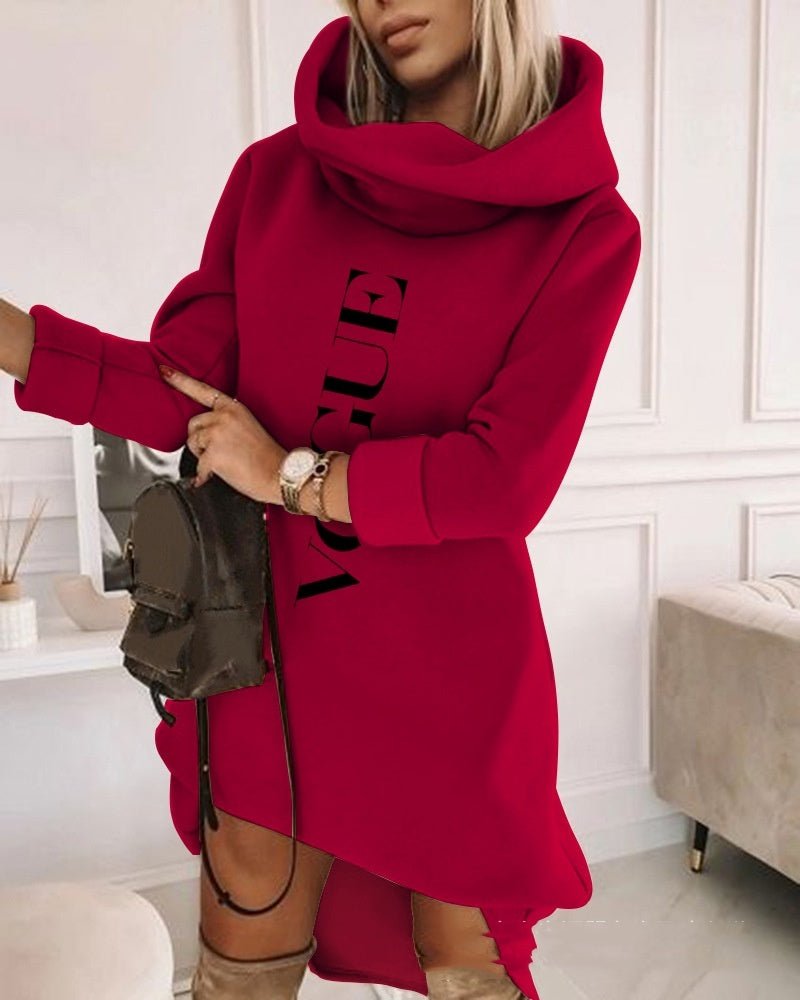 Women's Turtleneck Hooded Mid - length Sweater - Dakdouksson