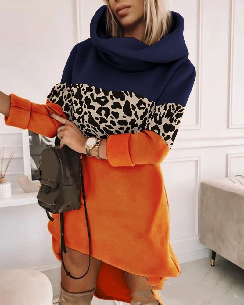 Women's Turtleneck Hooded Mid - length Sweater - Dakdouksson