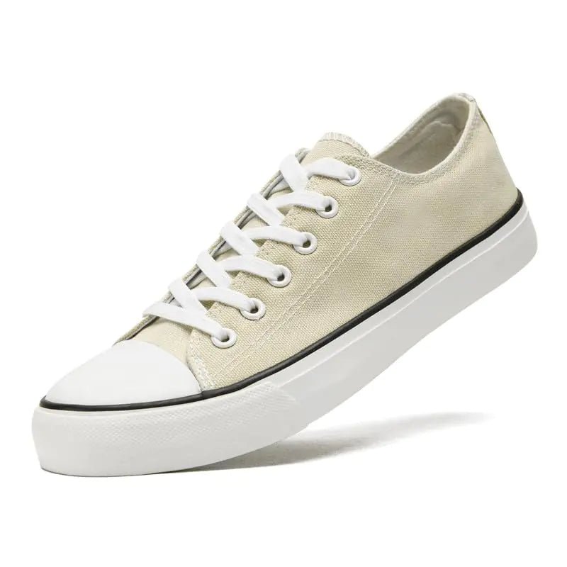 Xraehni Canvas Shoes for Women Men Low Top Lace Up Sneakers Canvas Fashion Sneakers Classic Casual Walking Shoes Comfortable Breathable Beige - Dakdouksson