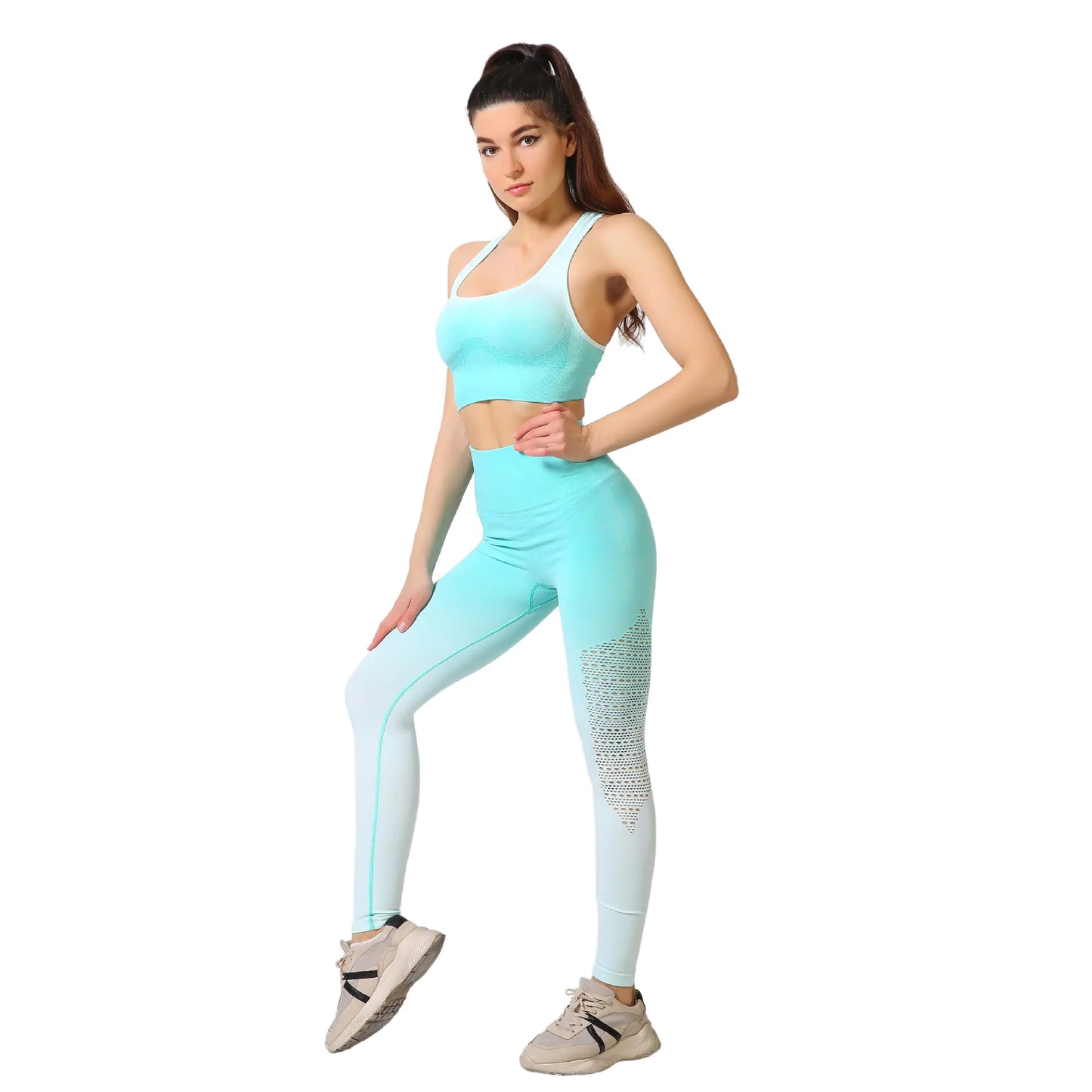 Peach Gradient Outdoor Fitness Suit for Women