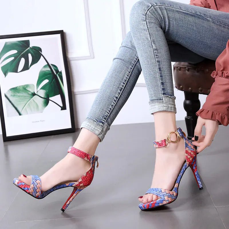 2019 New Color Block Open Toe High Heels for Women - Dakdouksson
