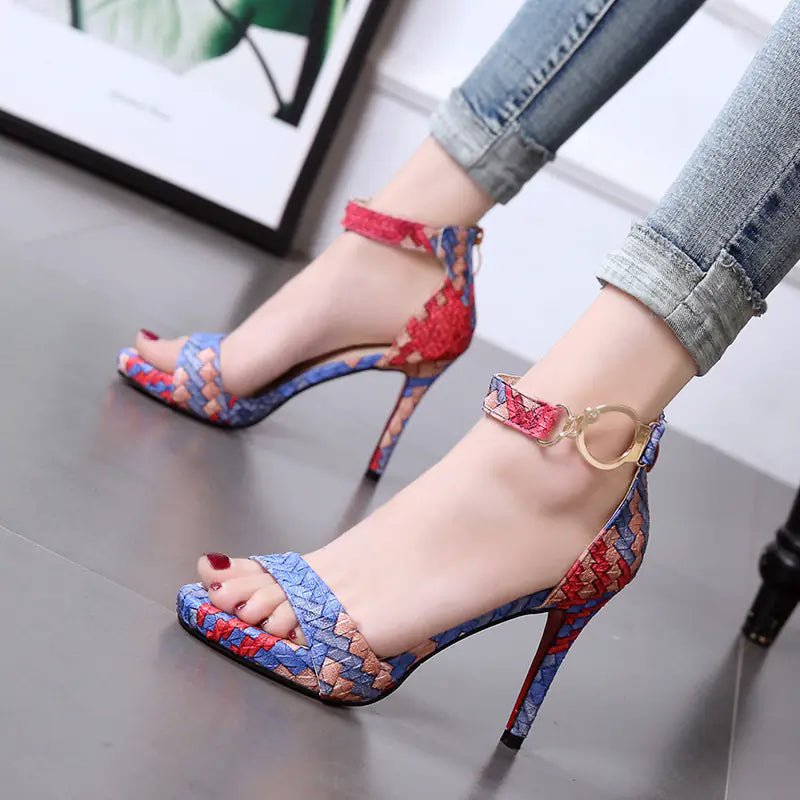 2019 New Color Block Open Toe High Heels for Women - Dakdouksson