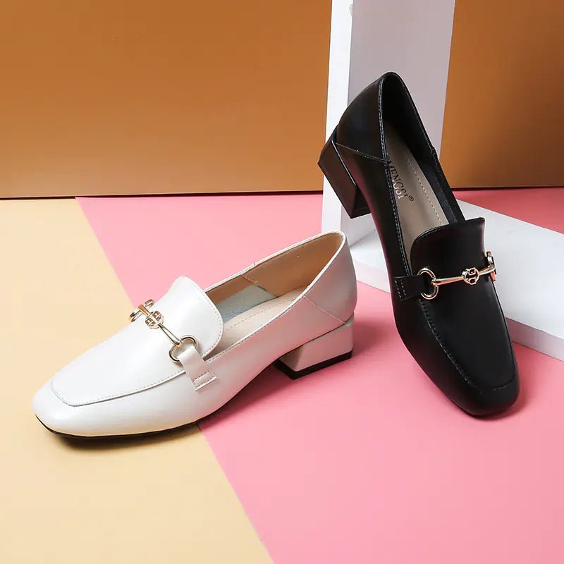 2020 New Women's British Style Chunky Heel Loafers - Dakdouksson
